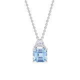 Diamonfire Square Cut Aquamarine Blue Zirconia Necklace