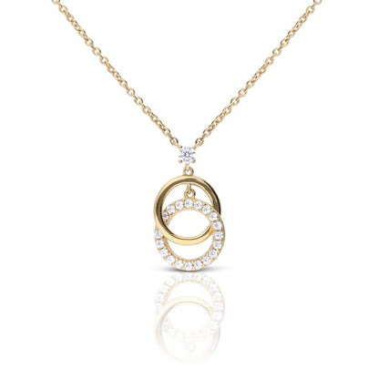 Diamonfire Interlinked Plain and Zirconia Rings Necklace