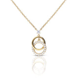 Diamonfire Interlinked Plain and Zirconia Rings Necklace