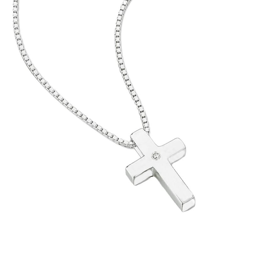D for Diamond Medium Cross Pendant and Chain with Diamond