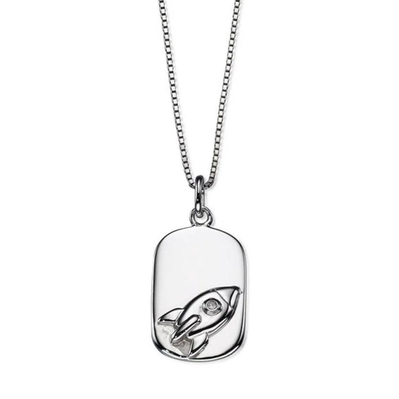 D for Diamond Dog Tag Pendant and Chain with Diamond