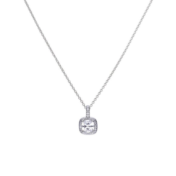 DF Square Pave Set Pendant With Diamonfire Zirconia and Chain