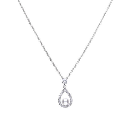 DF Teardrop Shape Pendant With Shell Pearl And Diamonfire Zirconia