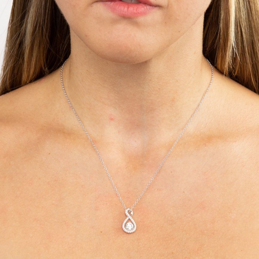 DF  Infinity Pendant With Diamonfire Cubic Zirconia with chain