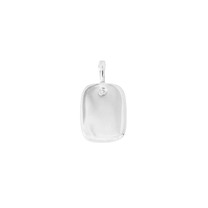 D for Diamond Rectangular Tag Pendant With Diamond In Recycled Silver
