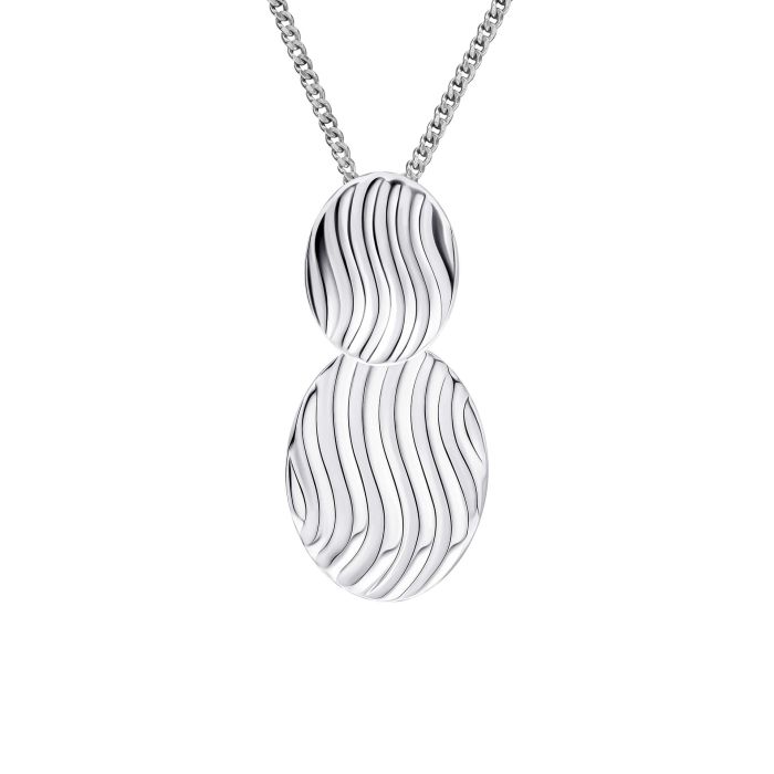 Silver Wave Texture Drop Pendant