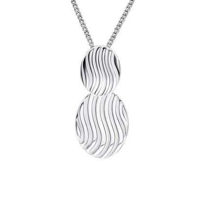 Silver Wave Texture Drop Pendant