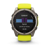 Garmin Fēnix 8 Solar, Sapphire, Titanium with Amp yellow/graphite silicone band