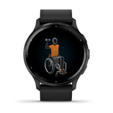 Garmin Venu 3 Slate stainless steel bezel with black case and black leather band