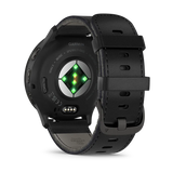 Garmin Venu 3 Slate stainless steel bezel with black case and black leather band
