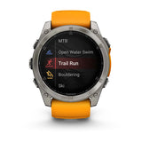 Garmin  Fēnix 8  AMOLED Sapphire, Titanium with Spark orange/graphite silicone band