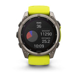 Garmin Fēnix 8 Solar, Sapphire, Titanium with Amp yellow/graphite silicone band