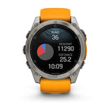 Garmin  Fēnix 8  AMOLED Sapphire, Titanium with Spark orange/graphite silicone band