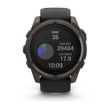 Garmin Fēnix 8  Solar, Sapphire , Carbon grey DLC titanium with Black/pebble grey silicone band