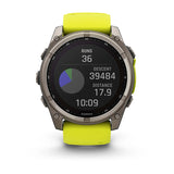 Garmin Fēnix 8 Solar, Sapphire, Titanium with Amp yellow/graphite silicone band