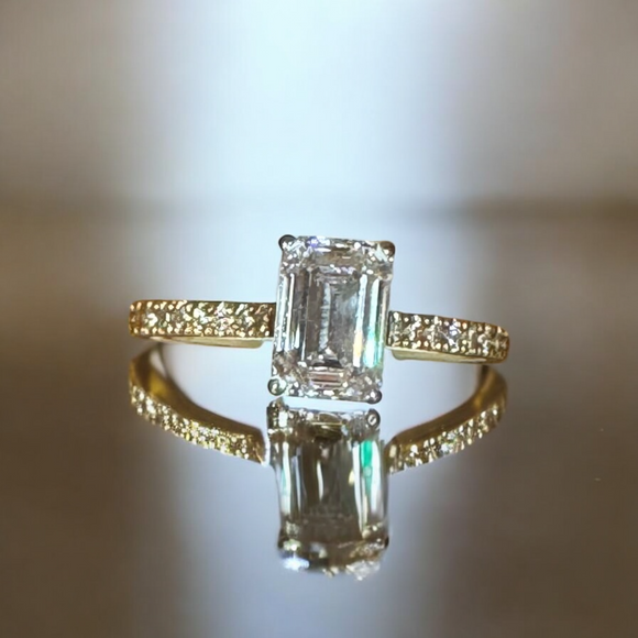 1.50ct Laboratory Grown Emerald Cut 4 Claw Diamond Solitaire Ring