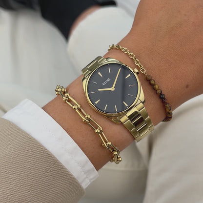 Féroce Petite Watch Steel, Black, Gold Colour