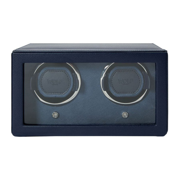 Cub Double Watch Winder With Cover - Navy