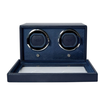 Cub Double Watch Winder With Cover - Navy