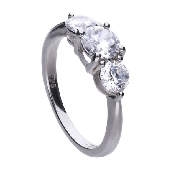 DF 3 Stone Trilogy Ring With 1 Ct And 1/2 Ct Diamonfire Cubic Zirconia