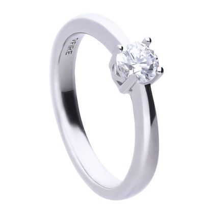 Diamond Fire Four Claw Ring With Cubic Zirconia