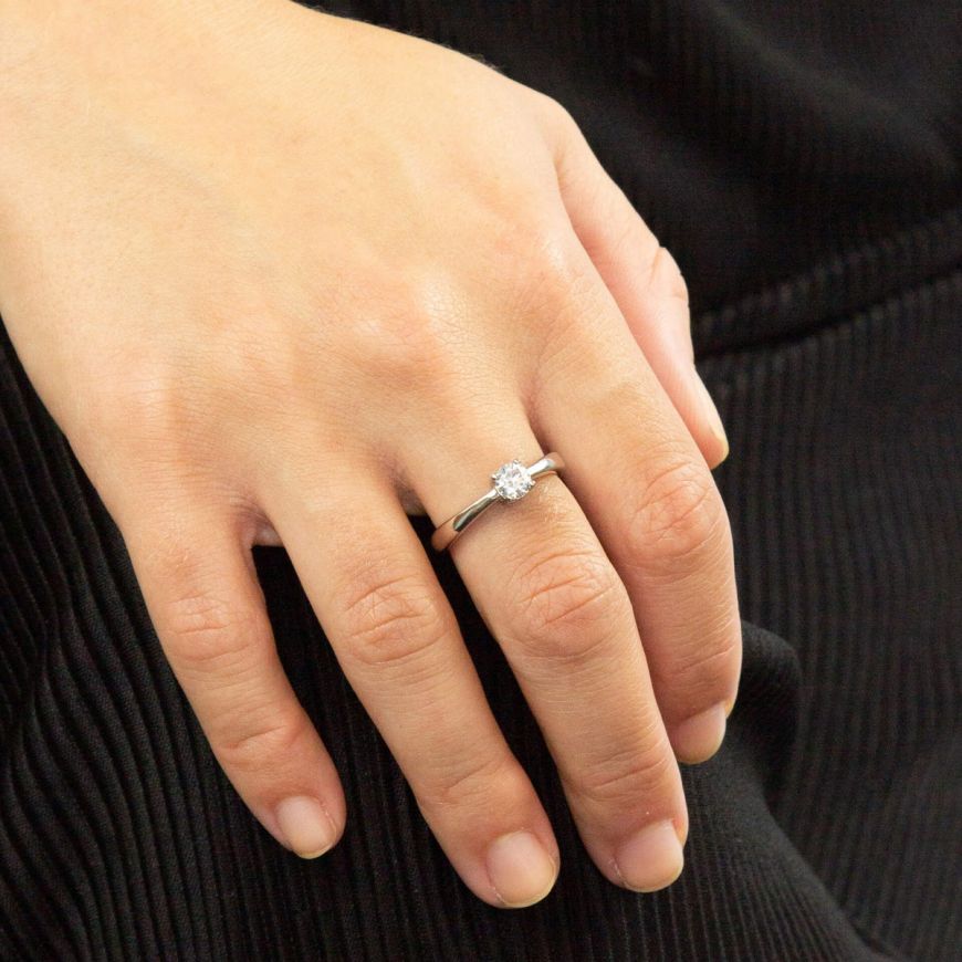 Diamond Fire Four Claw Ring With Cubic Zirconia