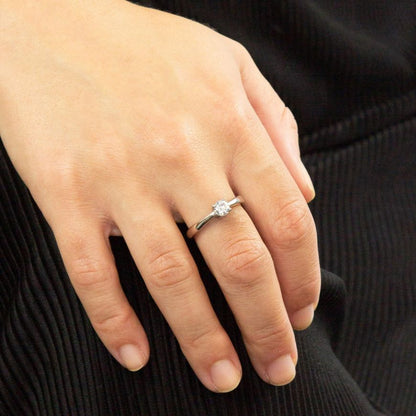 Diamond Fire Four Claw Ring With Cubic Zirconia