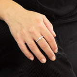 DF Solitaire Ring With Pave Shoulders With Diamonfire Cubic Zirconia