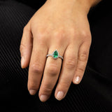 DF Green DiamonFire Zirconia Teardrop Ring With Pave Surround