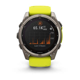 Garmin Fēnix 8 Solar, Sapphire, Titanium with Amp yellow/graphite silicone band