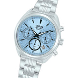 Lorus Mens Chronograph Light Blue Dial Stainless Steel Bracelet Watch