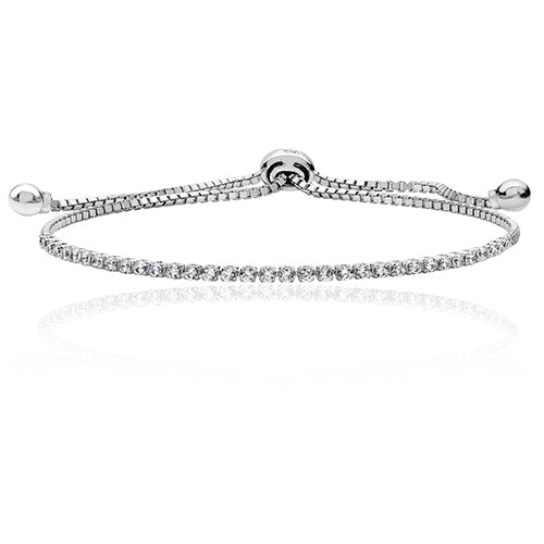 Sterling Silver Silver Fine Single Row Pull CZ Brazelet