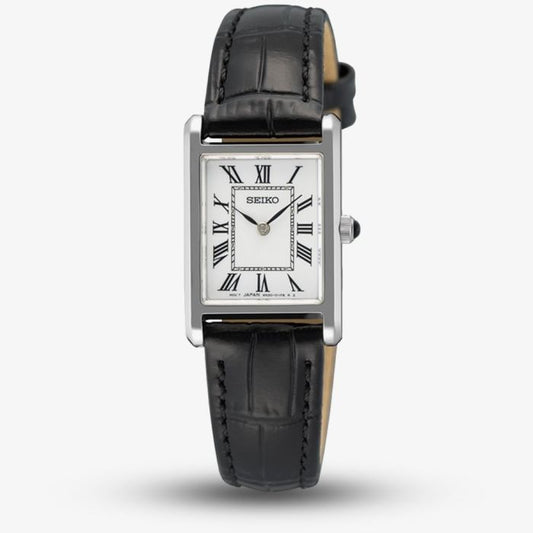 Ladies Quartz Watch in Silver tone with Leather Strap