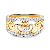 14kt Yellow Gold Claddagh Ring with Lab Diamonds Accents