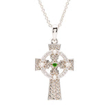 White & Green CZ Celtic Cross Pendant