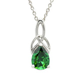 Emerald Green Cubic Zirconia Trinity Knot Necklace
