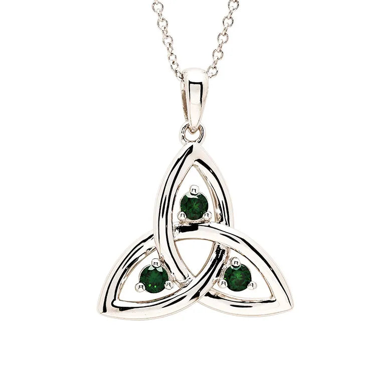 Green Cubic Zirconia Trinity Knot Necklace