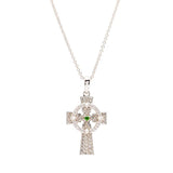 White & Green CZ Celtic Cross Pendant