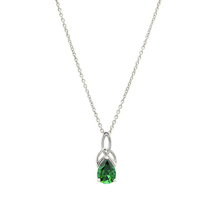 Emerald Green Cubic Zirconia Trinity Knot Necklace