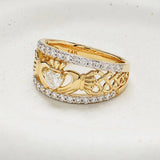 14kt Yellow Gold Claddagh Ring with Lab Diamonds Accents