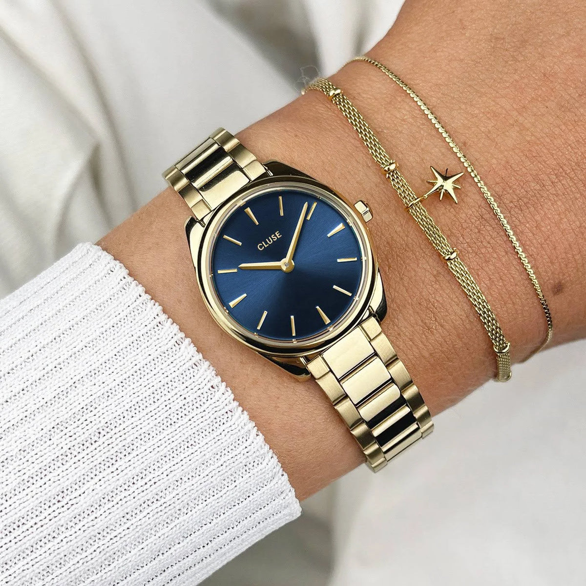 Cluse Féroce Mini Steel, Blue, Gold Colour