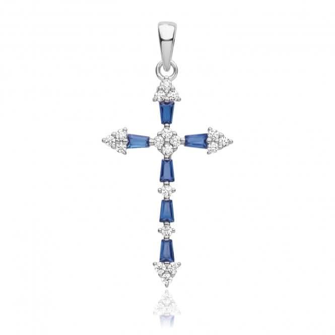 Silver Pendant Cross Blue