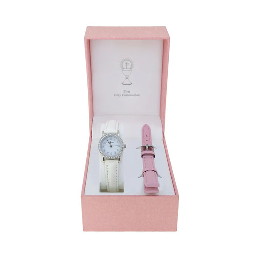 Girls Harrison Round Stone Set Bezel Watch