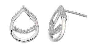 Dew Double Open Teardrop Loop CZ Stud Earrings