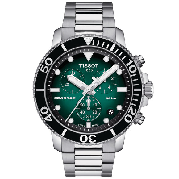 Tissot Seastar 1000 Chronograph Watch | 300M Divers | 45.5mm | Swiss Quartz | Green Dial