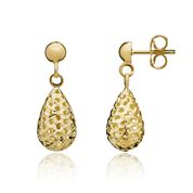 9CT Yellow Gold Pierced Bombe Drop Earrings