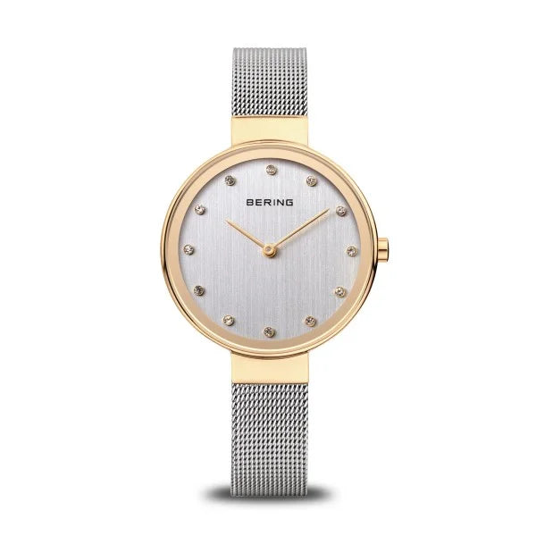 Bering Ladies Classic polished gold Mesh Bracelet Watch Gems