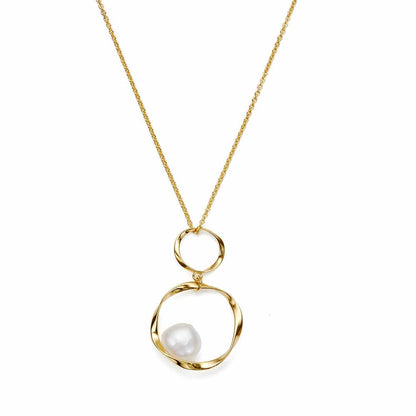 JERSEY PEARL BAROQUE DOUBLE DROP PENDANT