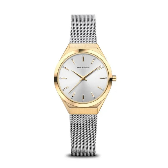 Bering Ultra Slim | polished/brushed gold | Mesh Bracelet Watch