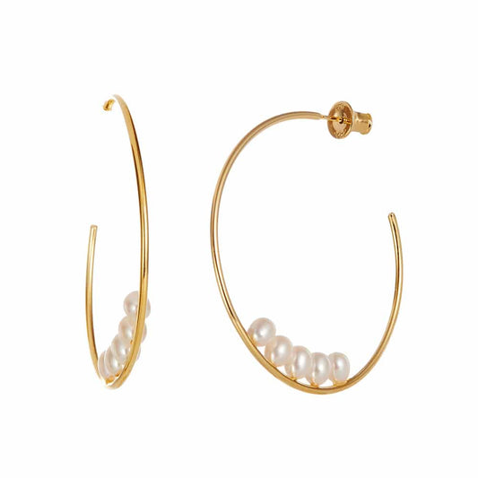 JERSEY PEARL BAROQUE MULTI PEARL HOOP EARRINGS